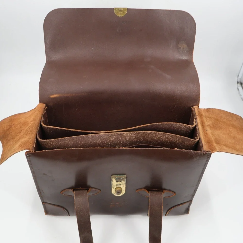 US Property Briefcase Leather Type VIII Brown Vintage Military Attache Bag 16in